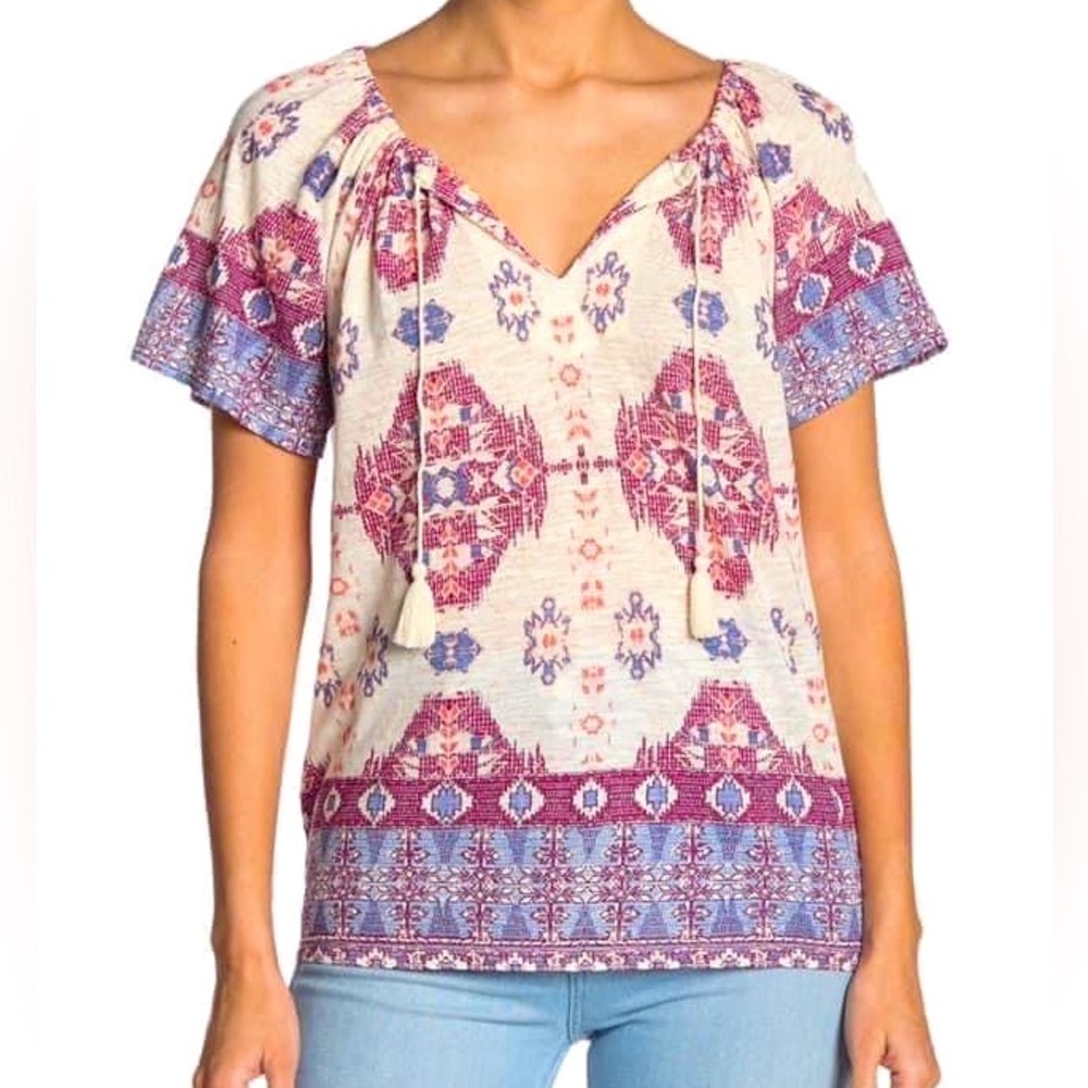 NWT Lucky Brand printed tassel shirt—Size extra small